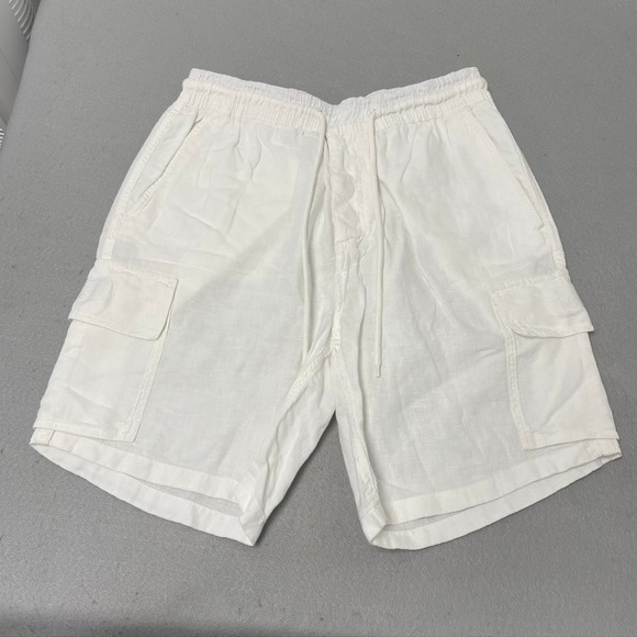 Vilebrequin Other - Vilebrequin Cargo Shorts Mens S White 100% Linen Elastic Waist BAIP8C2 OF 81718